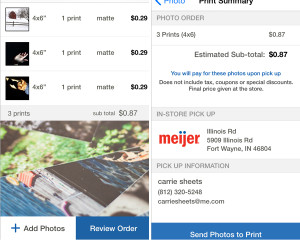 ordering pictures from cell phone, printing pictures from cell phone, Meijer Ap,